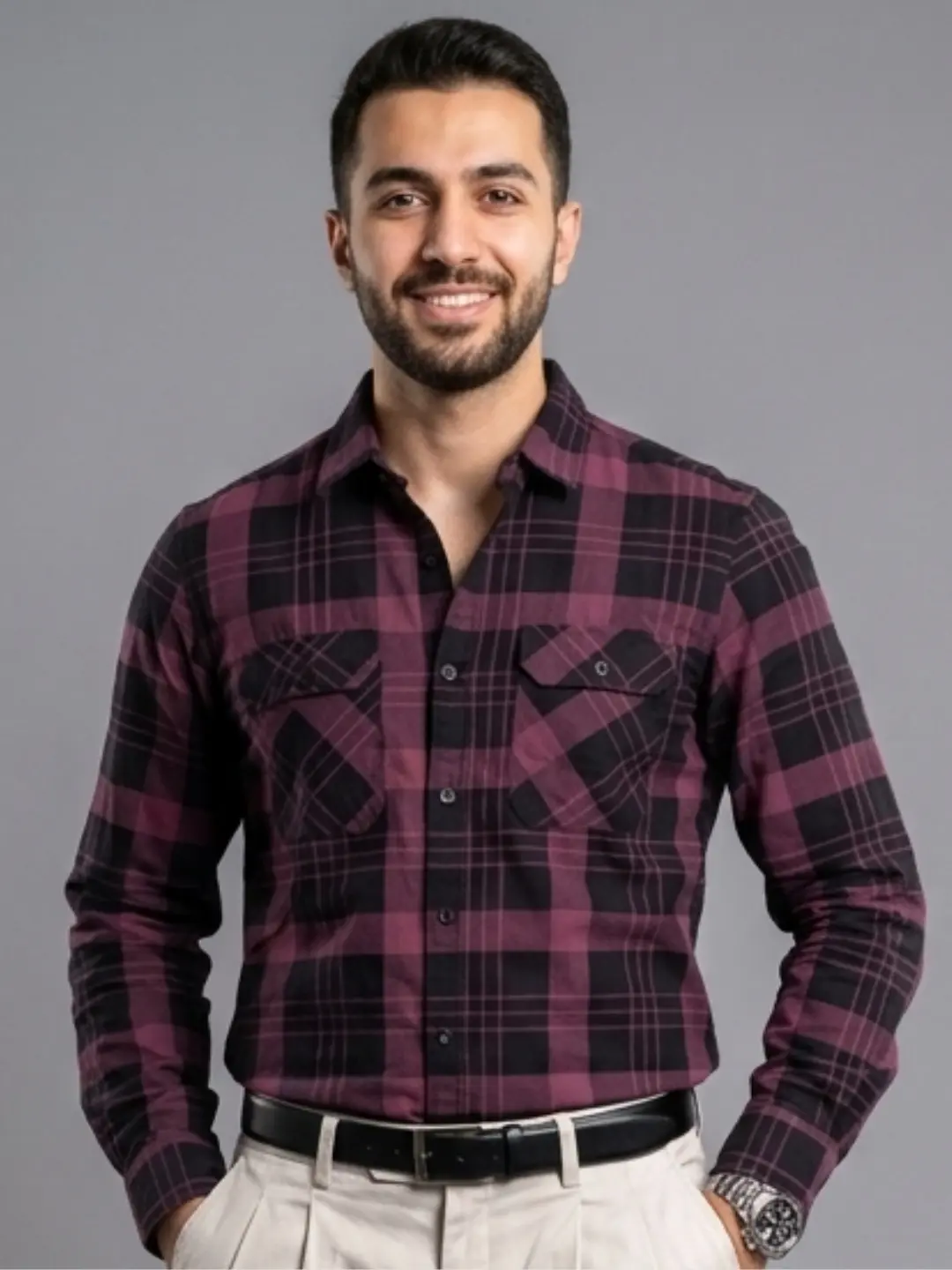 LIVE IN Men Brown Slim Fit Checks Casual Shirt - LS11F121WPPR