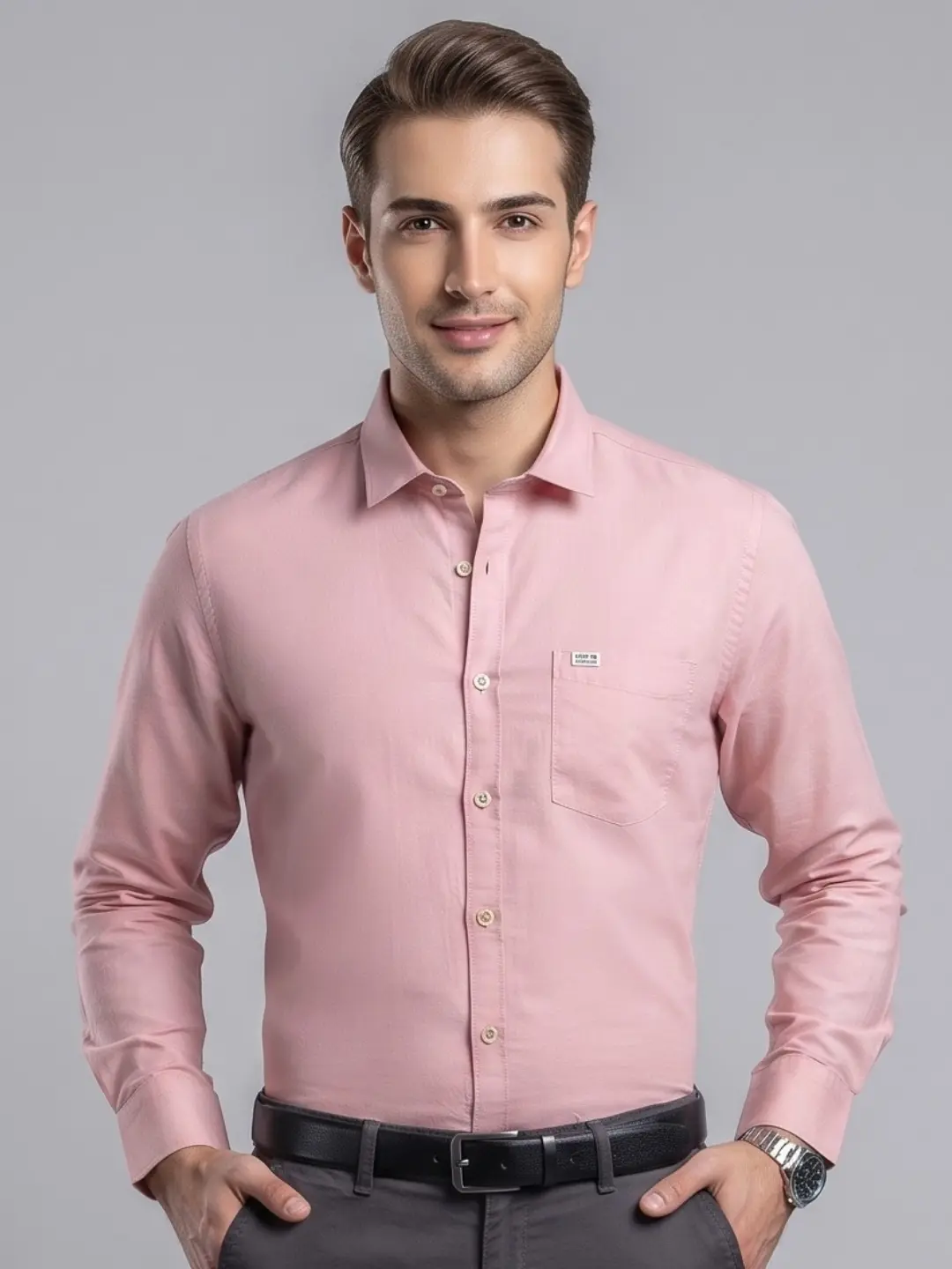 LIVE IN Men Pink Slim Fit Solid Casual Shirt - LS12F336PSLP