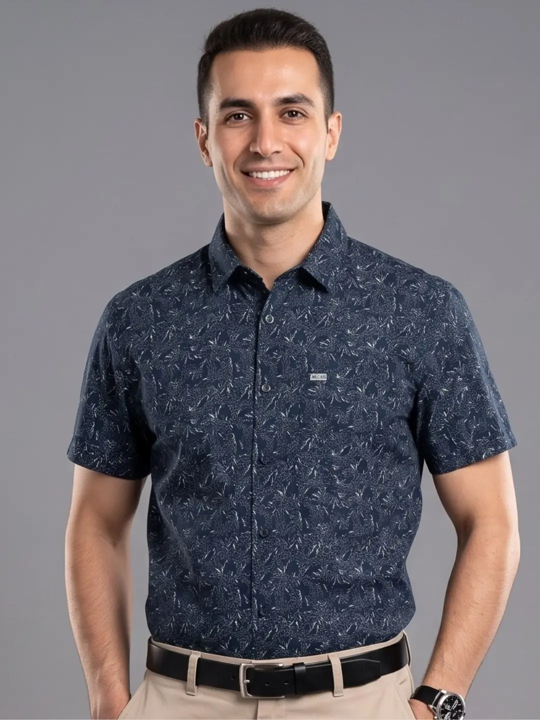 LIVE IN Men Grey Slim Fit Printed Casual Shirt - LS12H287PPLU