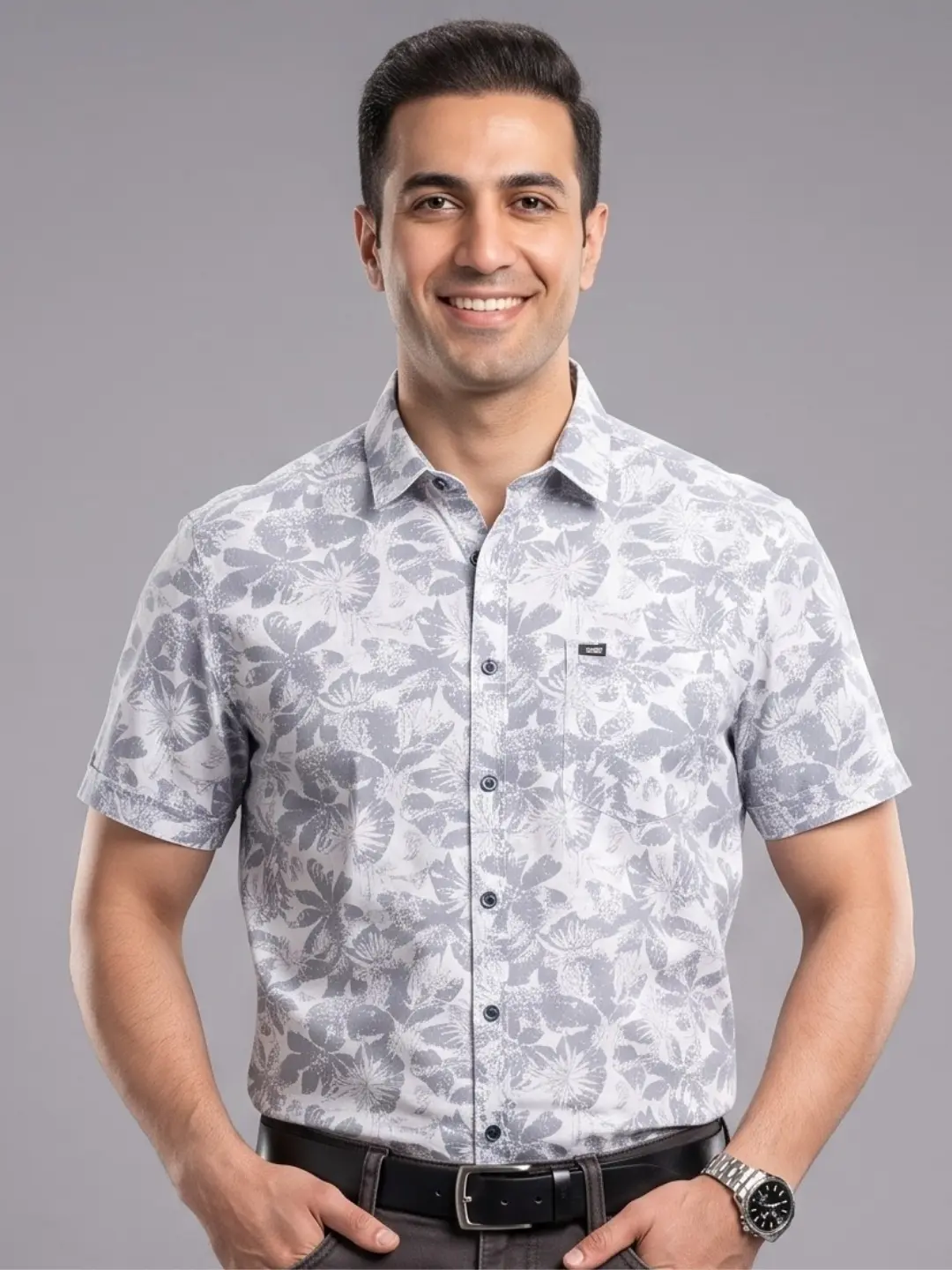 LIVE IN Men White Slim Fit Printed Casual Shirt - LS12H394WPSW
