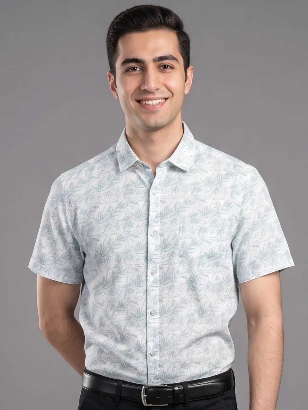 LIVE IN Men White Slim Fit Printed Casual Shirt - LS12H396WPSU