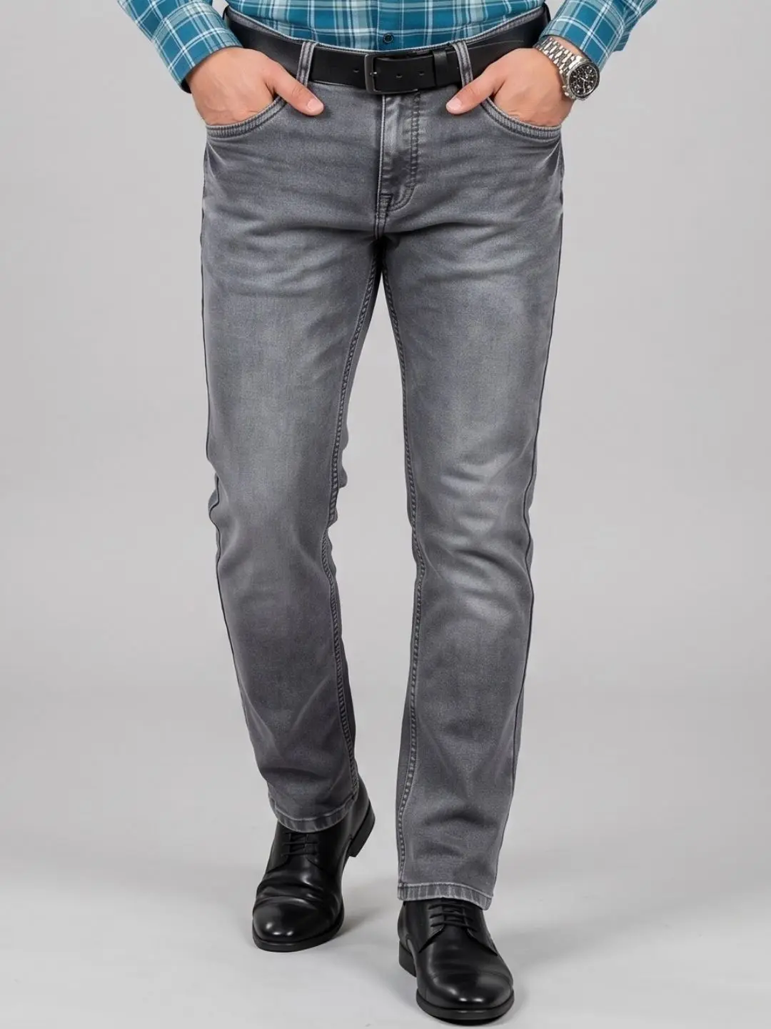 LIVE IN Grey Skinny Fit Solid Denim Jeans-LJP12I102KU2