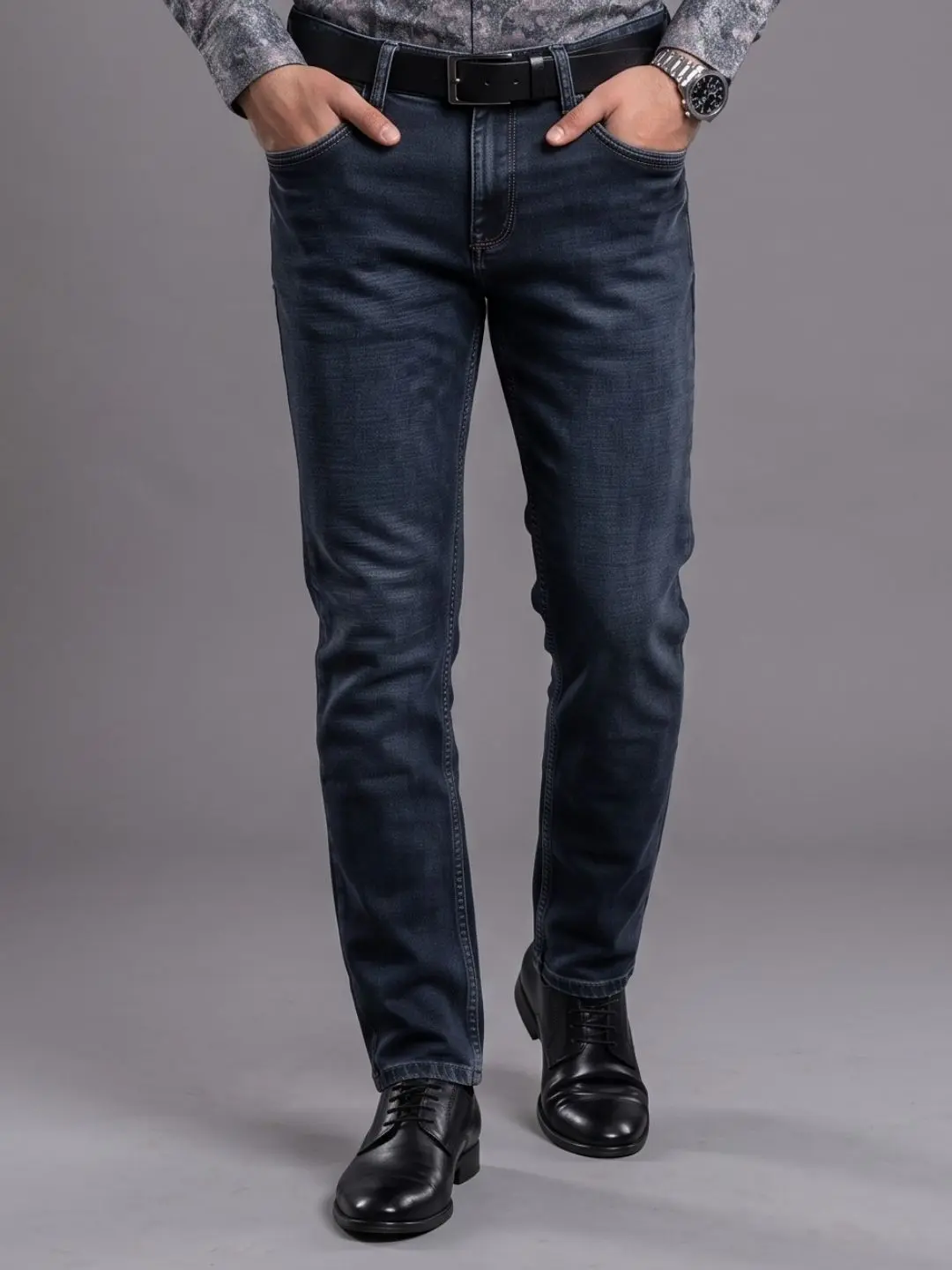 LIVE IN Dark Grey Skinny Fit Solid Denim Jeans-LJP12I103KU2