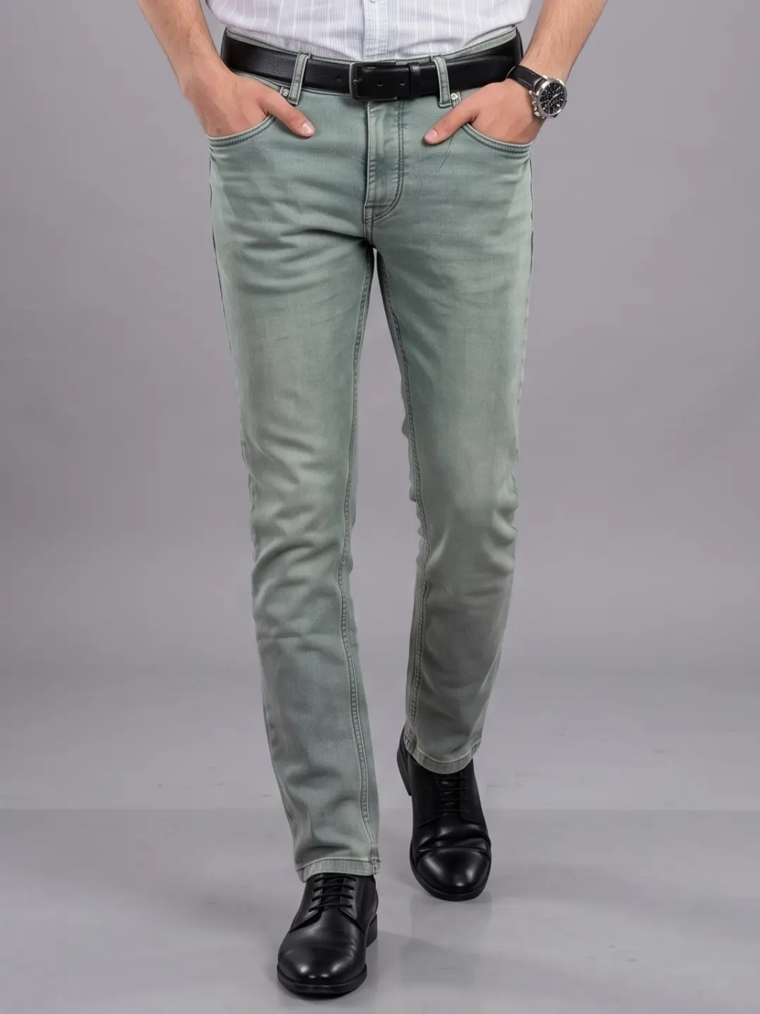 LIVE IN Olive Skinny Fit Solid Denim Jeans-LJP12M126KK1