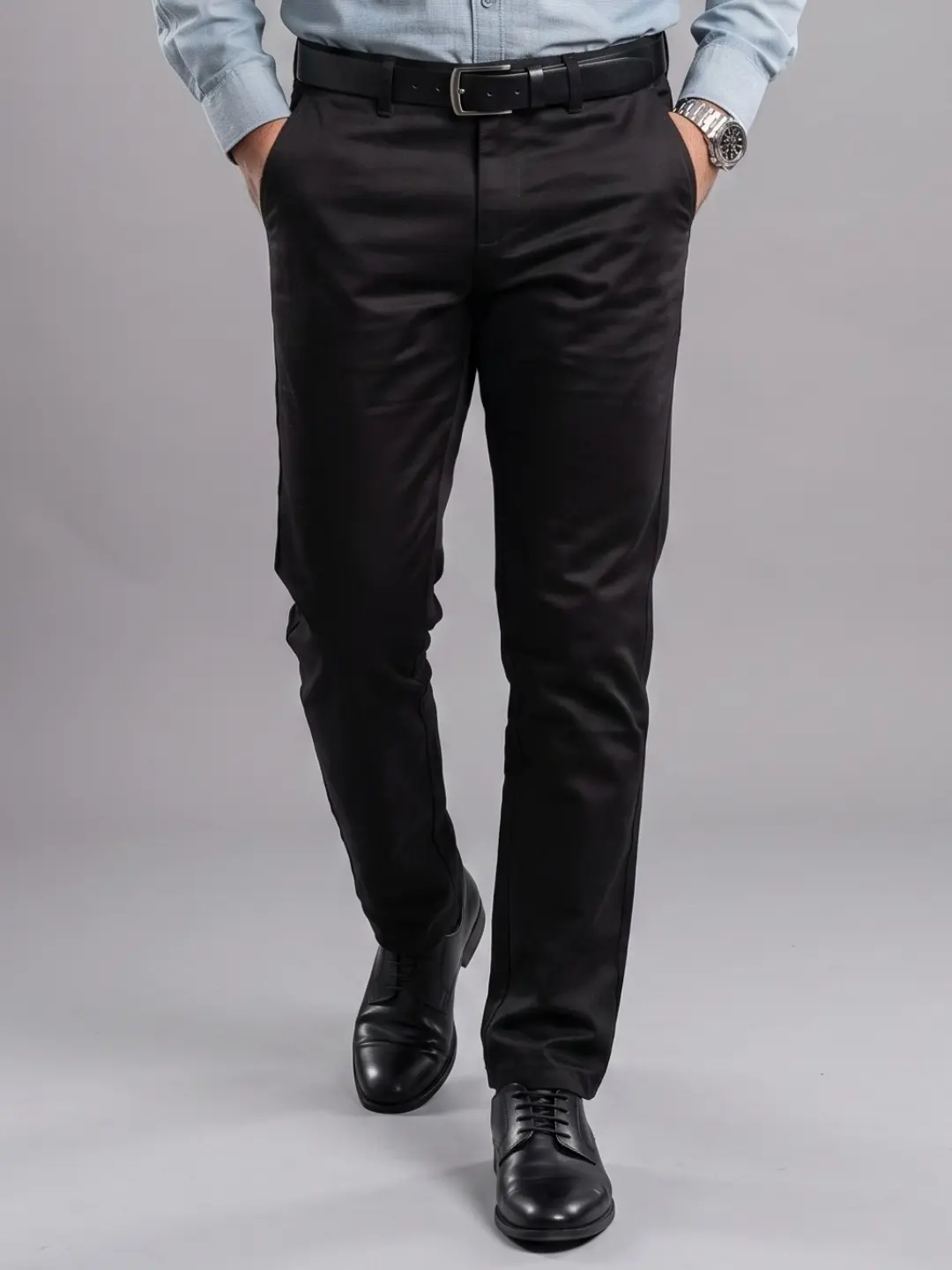 LIVE IN Dark Brown Regular Fit Solid Satin Casual Trousers-SLF-TC